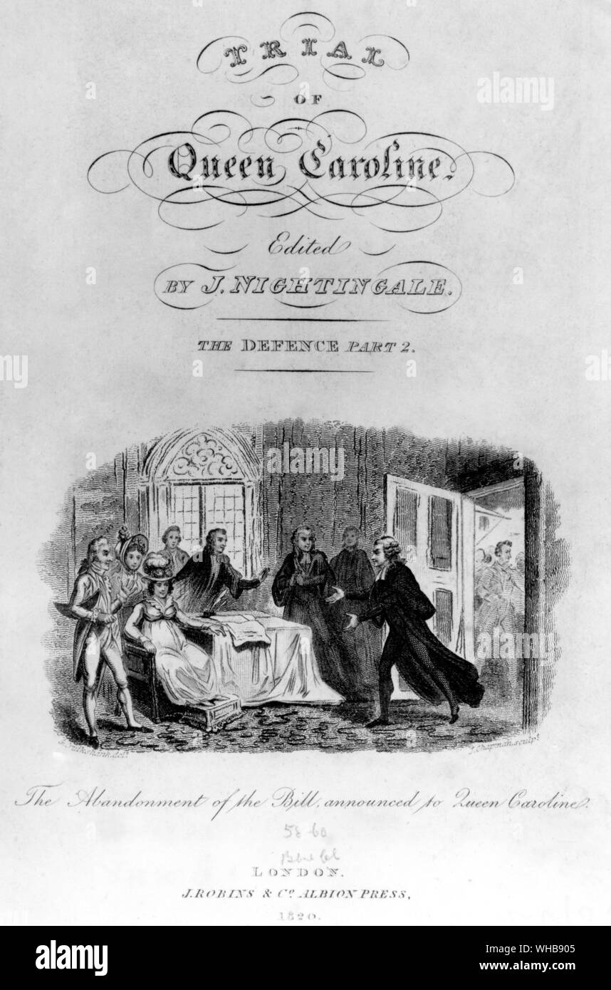 The Abandonment of the Bill announced to Queen Caroline, from The Trial of Queen Caroline, 1820, edited by J. Nightingale in The London Library, London.. Stock Photo
