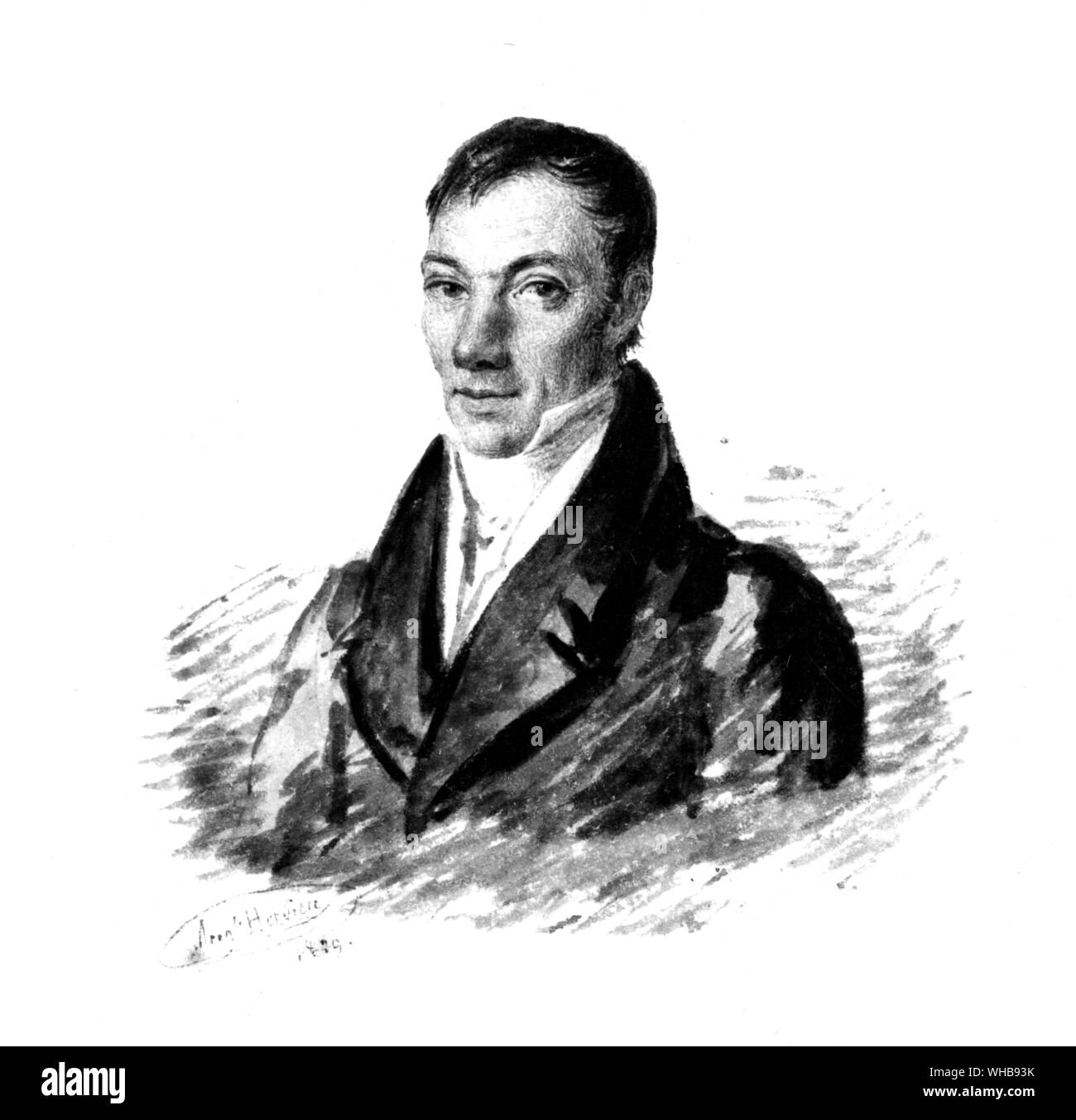 Robert Owen 20 May 1829. Robert Owen (1771-1858), Welsh social philosopher and reformer. one of the founders of socialism and the cooperative movement . Stock Photo