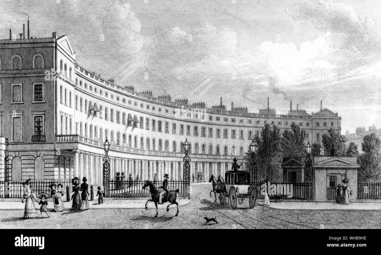 East side of Park Crescent by John Nash, engraved by J. Redway after Thomas H. Shepherd - The Royal Institute of British Architects, London . Stock Photo
