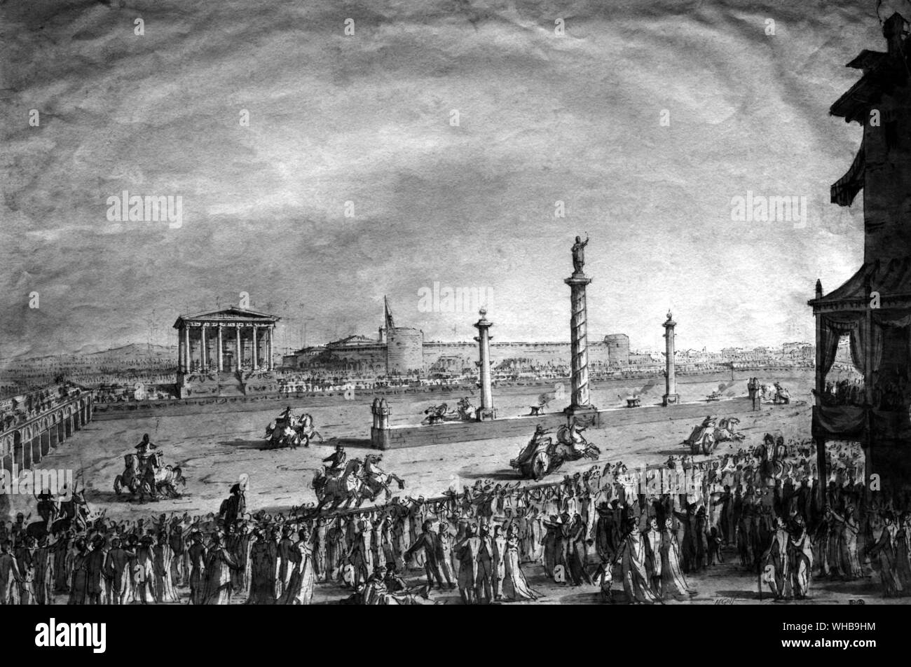 Chariot race in Milan , Italy - G Galliari 1807 Stock Photo