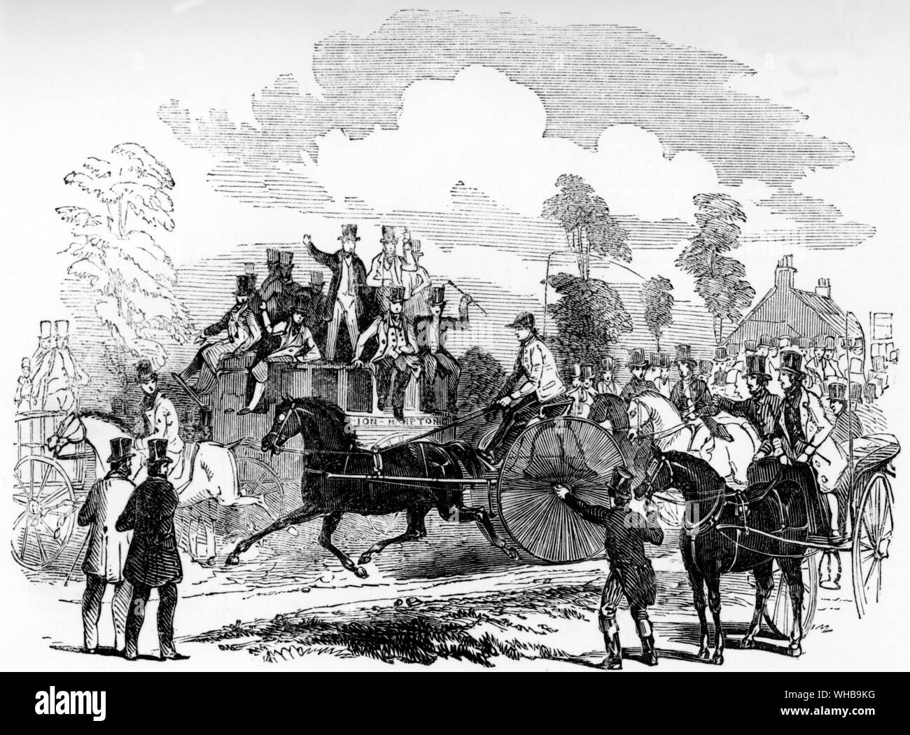 Portrait of confidence at the winning post : London Illustrated News 1850. Famous match circa 1850 Stock Photo