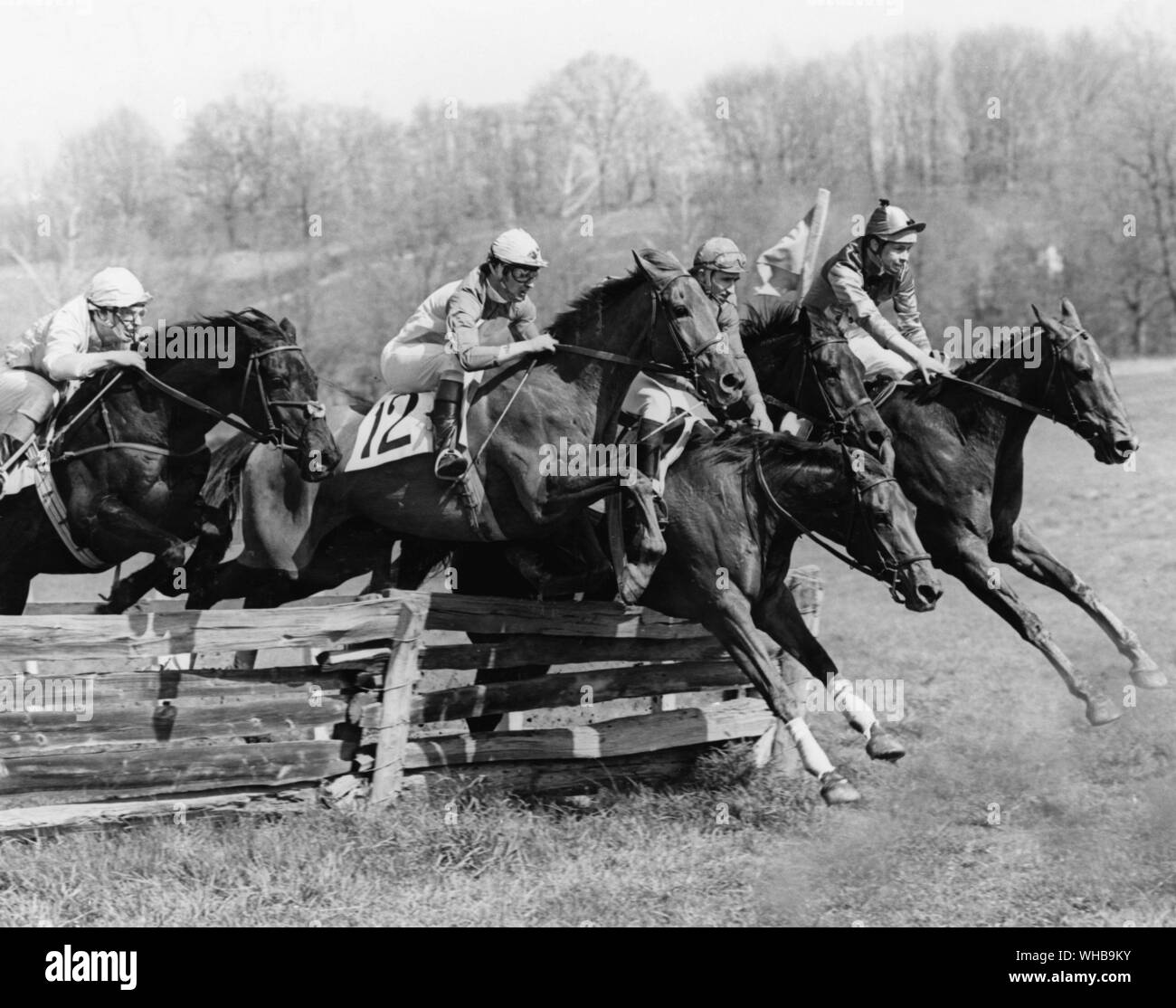 Middleburg race meet. Hunt Point to Point Race , Middleburg , Virginia , USA . Spring 1974 Stock Photo