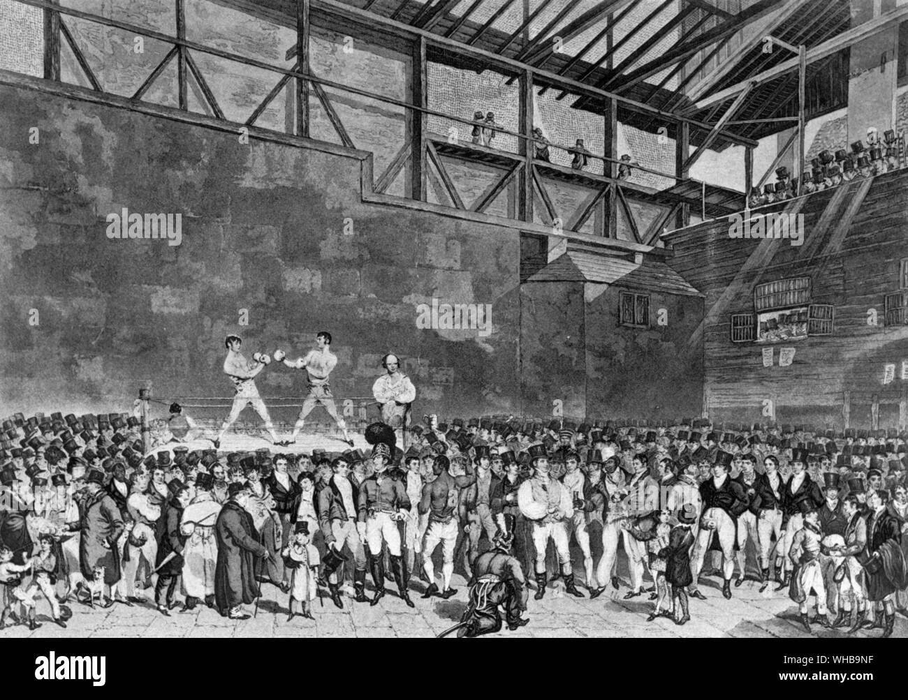 Boxing ring : Painted by T Blake , Engraved by C Turner. 1825 Stock Photo