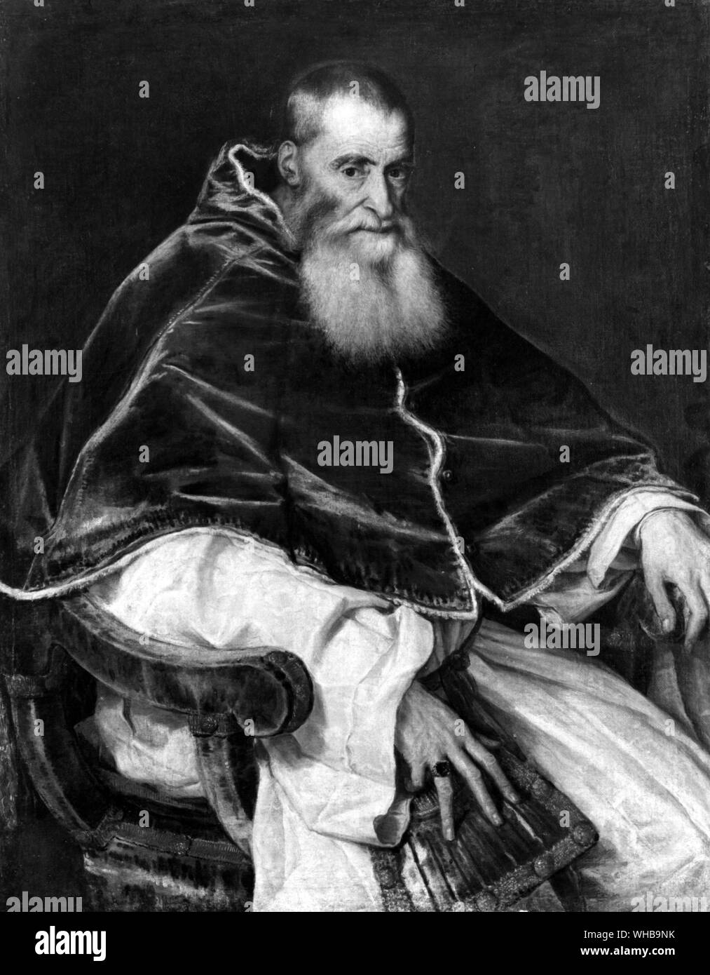 Pope Paul III 1568 - 1549 , from a portrait by Titian Stock Photo