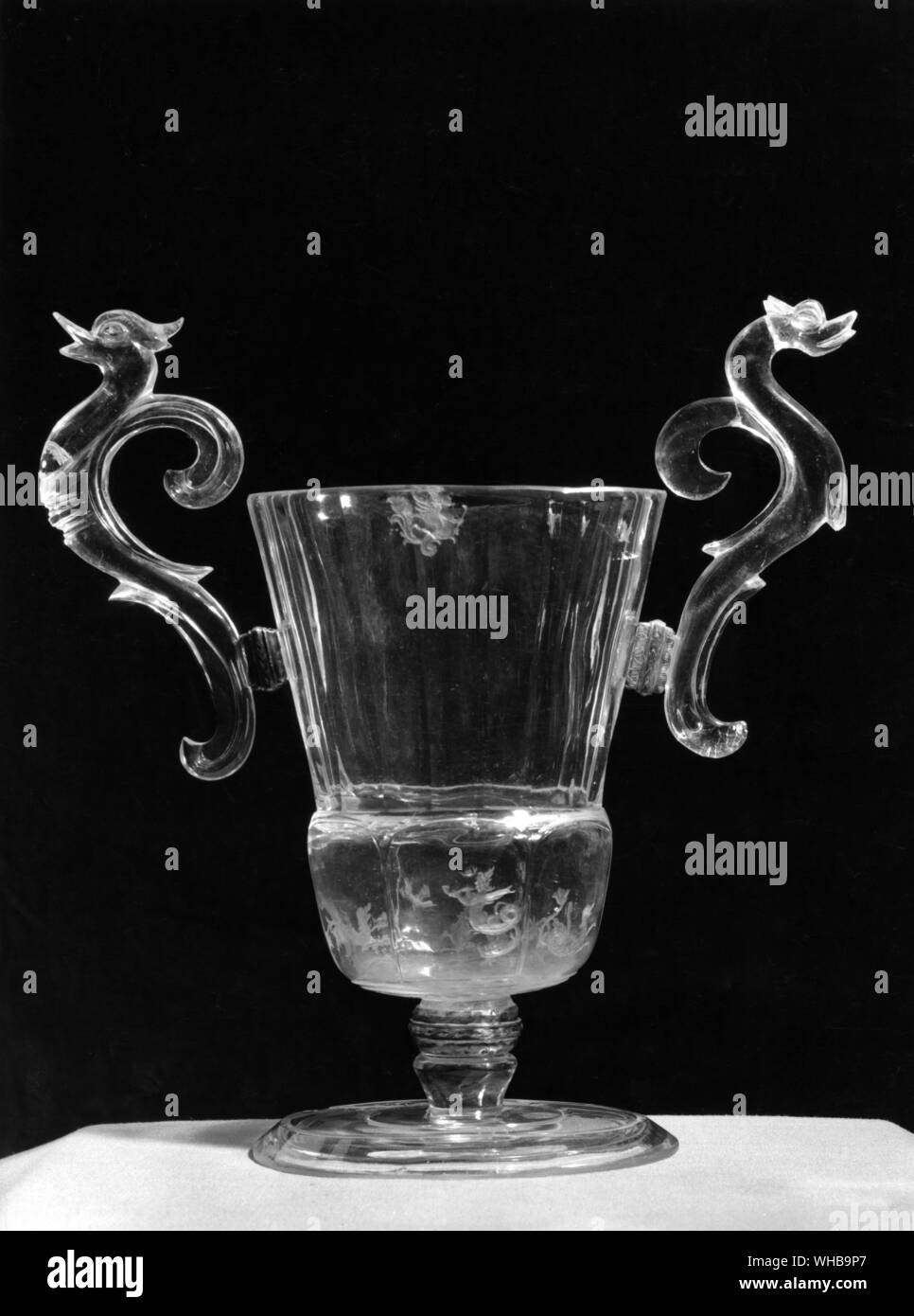 A 16th Century Venetian Glass Vase with griffin handles , from the collection of the Kings of France Stock Photo
