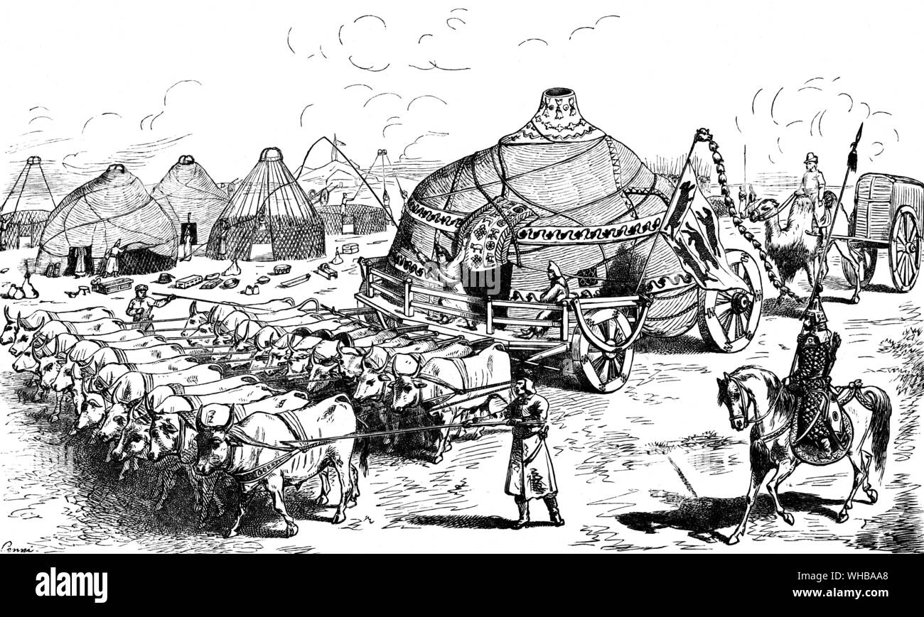 The transportation of Mongol yurts Stock Photo