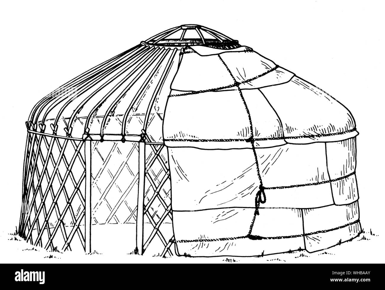 Drawing of Mongol ger or yurt Stock Photo