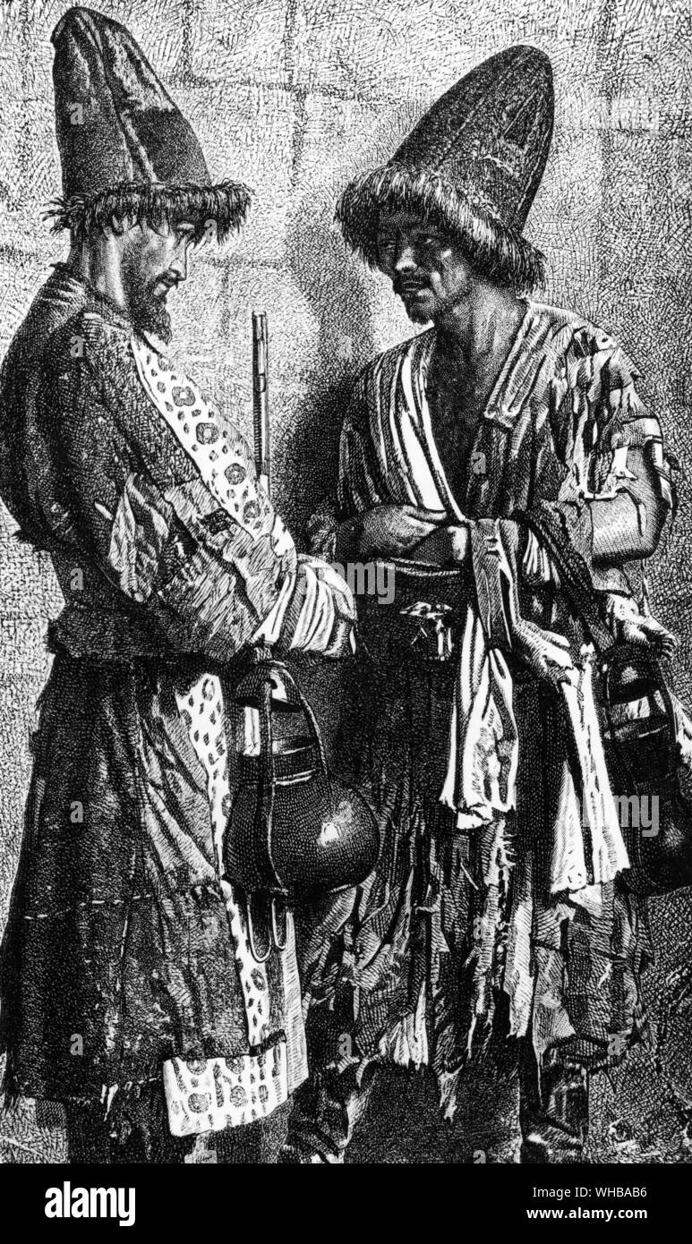 Dervishes , of the kind that Joseph Wolff claimed to be : Engraving from Turkistan by Eugene Schuyler 1876 Stock Photo