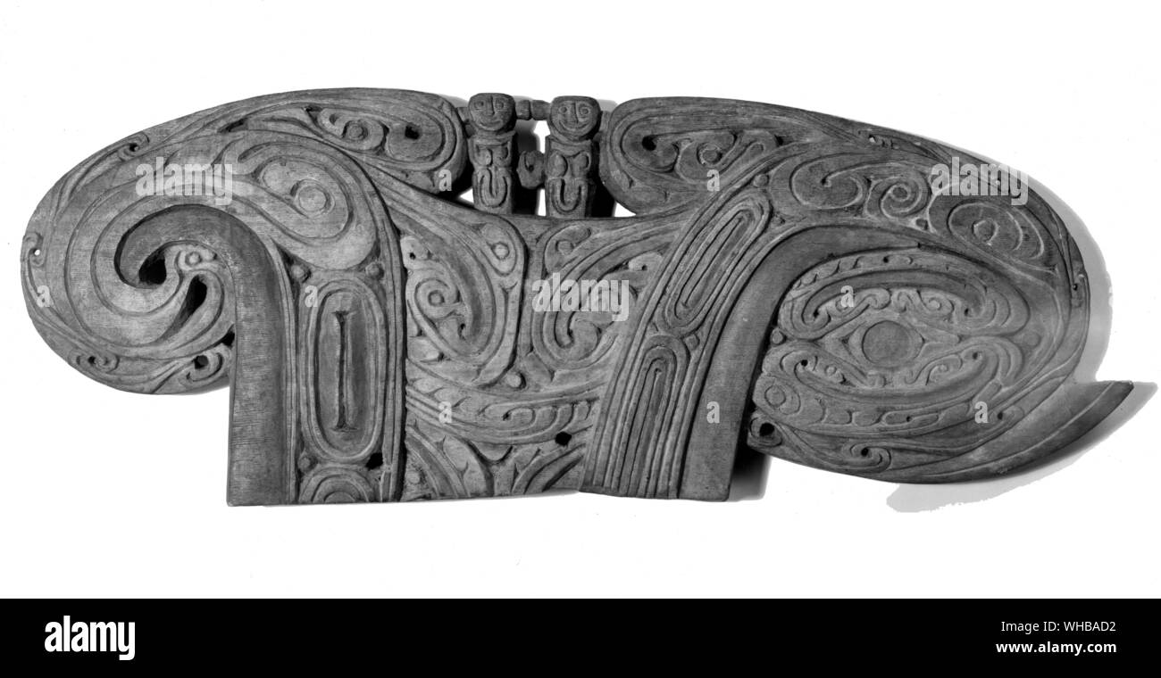 Prow board from a canoe , Massim area , South east Papua , 19th Century . Height 28 inches or 71.1 cm. The British Museum , London Stock Photo