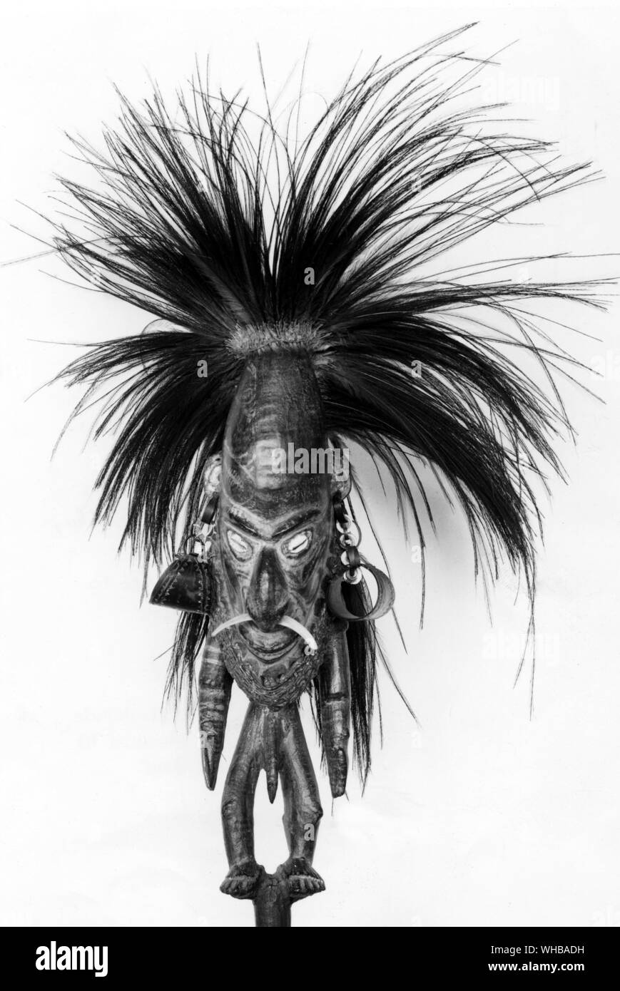 Head of a sacred flute ,Yuat River , Middle Sepik area , 19th Century . Height 20 1/2 inches or 52 cm Stock Photo