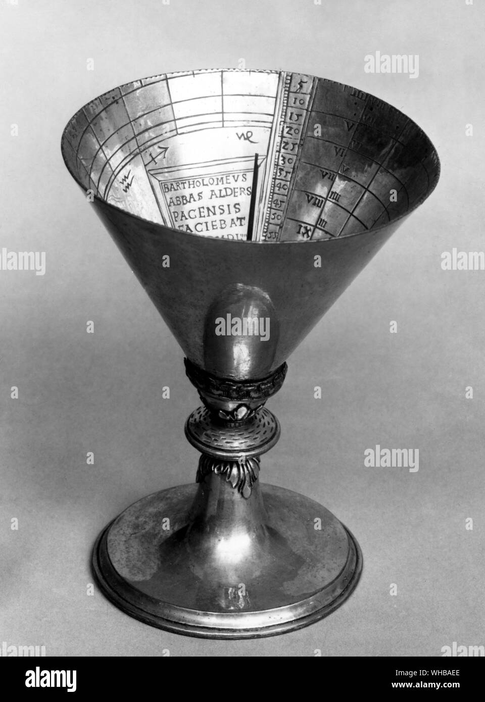 Chalice Dial made for Bartholemew , Abbot of Aldersbach , dated 1554 . Height 5 3/8 inches or 3.8 cm. The British Museum , London Stock Photo