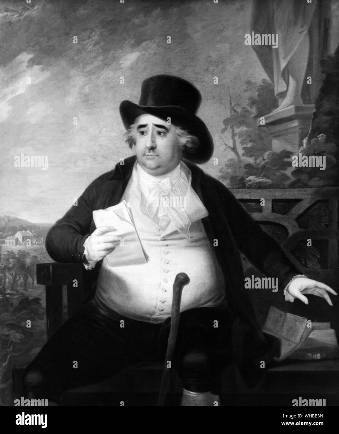 Painting of Charles James Fox (1749-1806) - leader of the Liberal Party in opposition to William Pitt the Younger.. Stock Photo