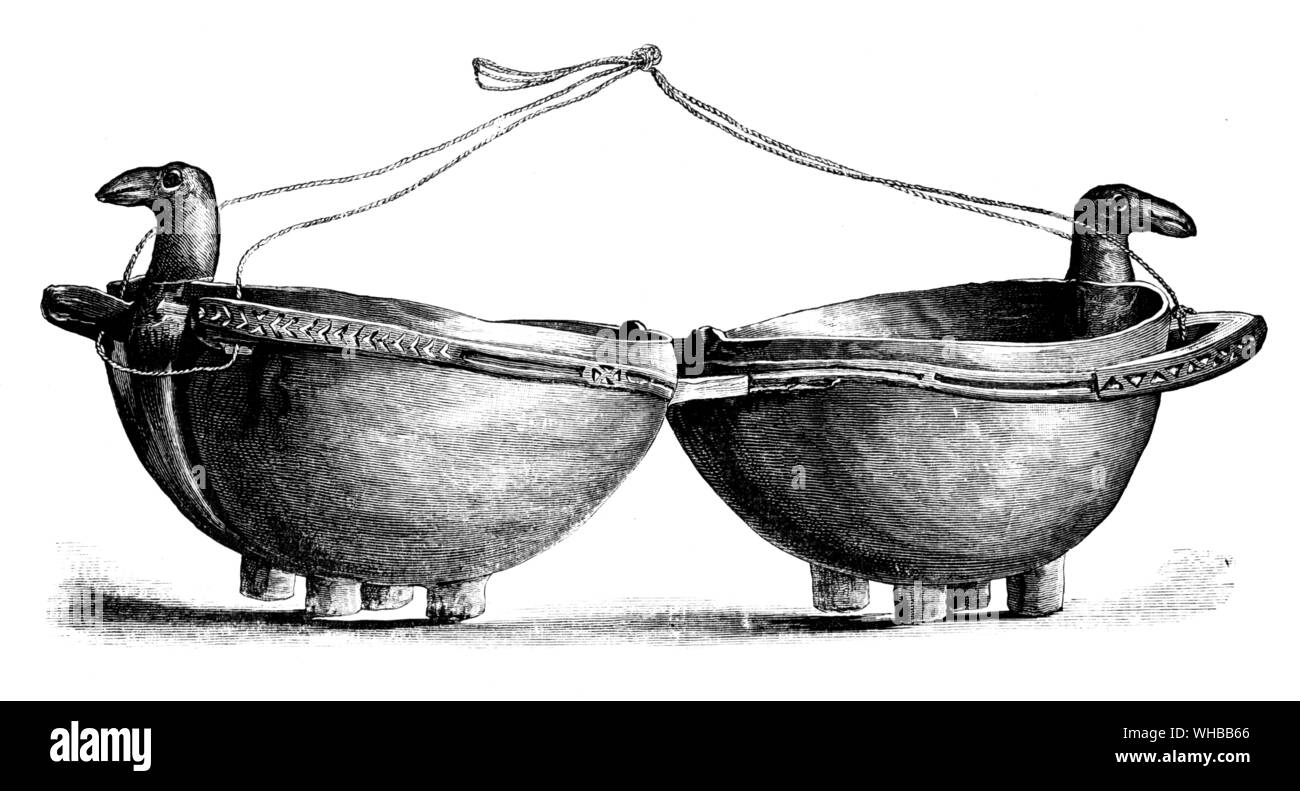 Food bowls from the Admiralty Islands. From the report of the Scientific Results of the Exploring Voyage of HMS Challenger during the years 1873 -1 876.. Stock Photo