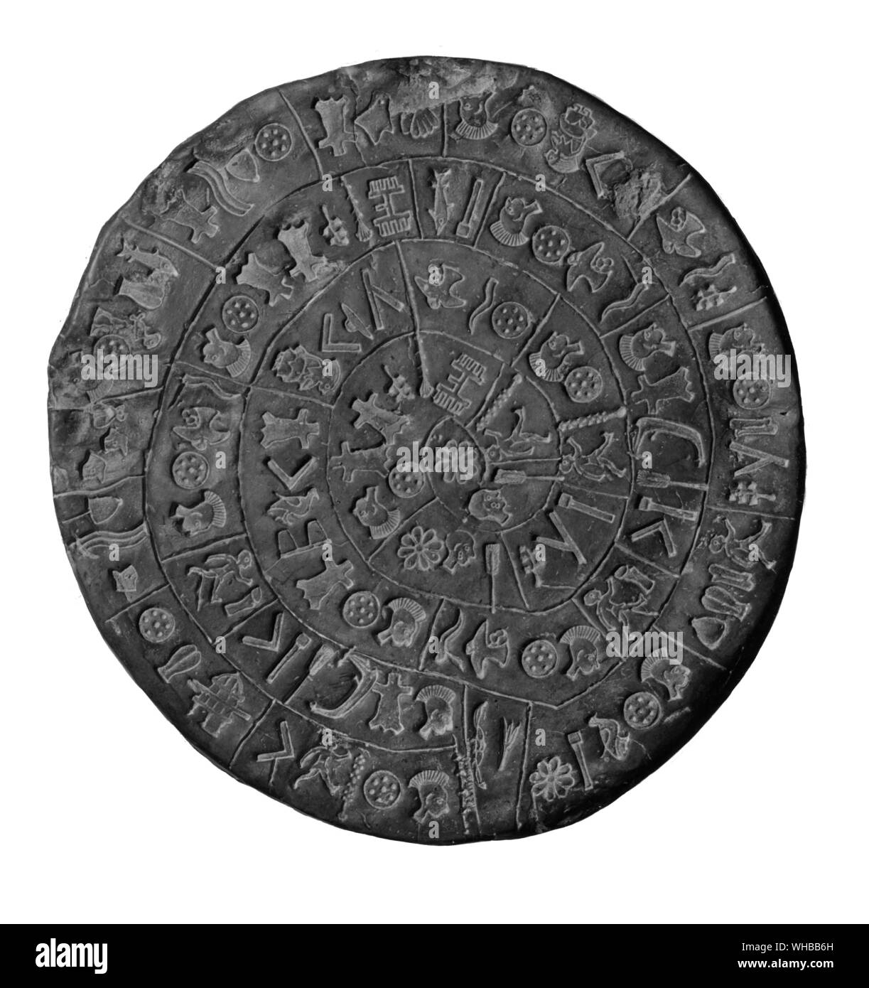 Phaestos Disc from Crete : side A . Stock Photo