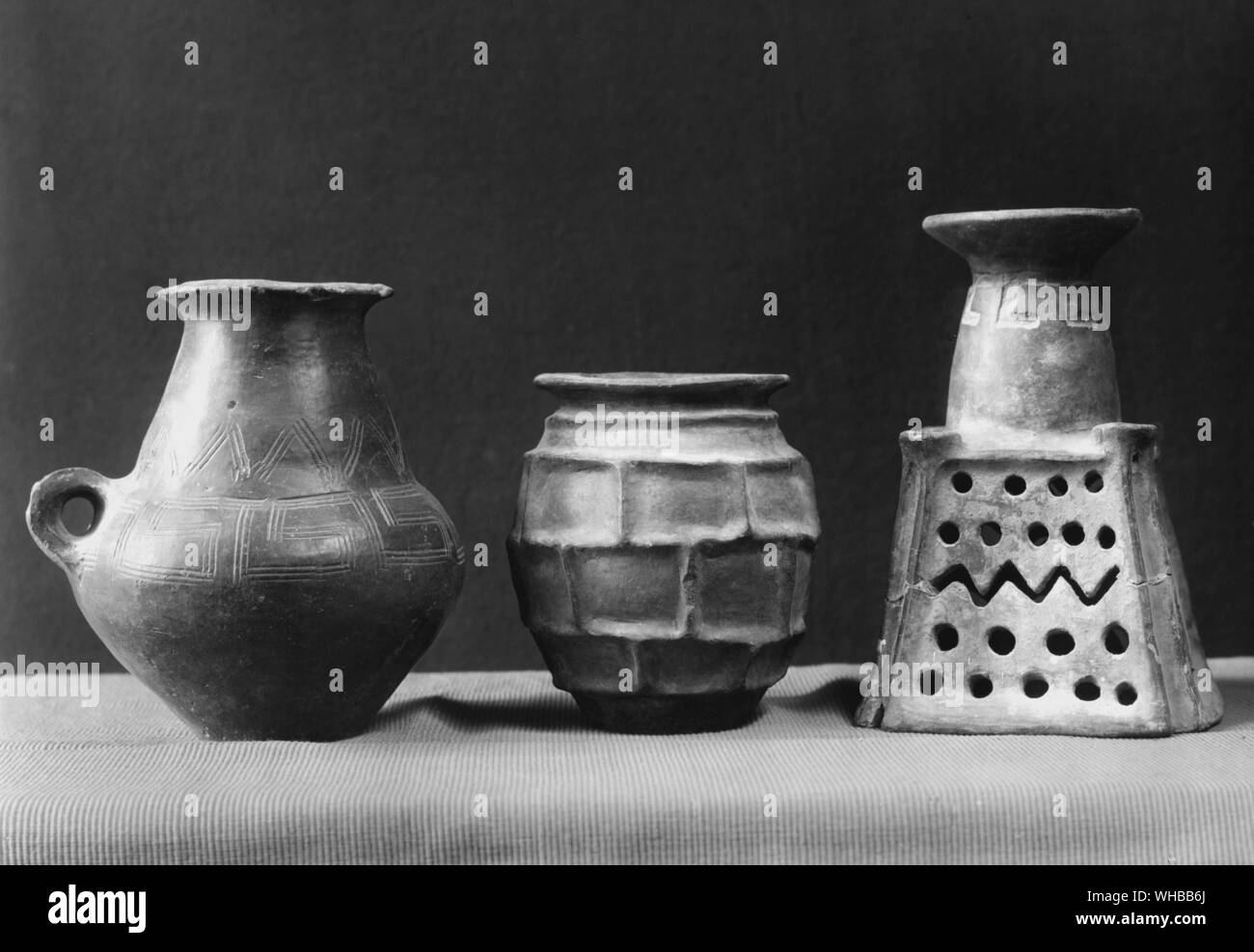 Villanovan geometric pottery , Buccheri ware , vase Stock Photo