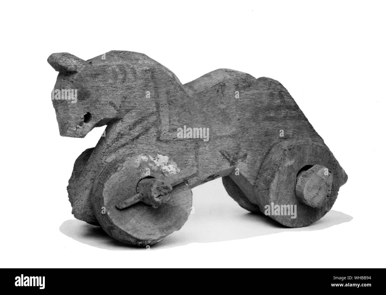 Painted wooden toy horse with wheels , Egypt Stock Photo