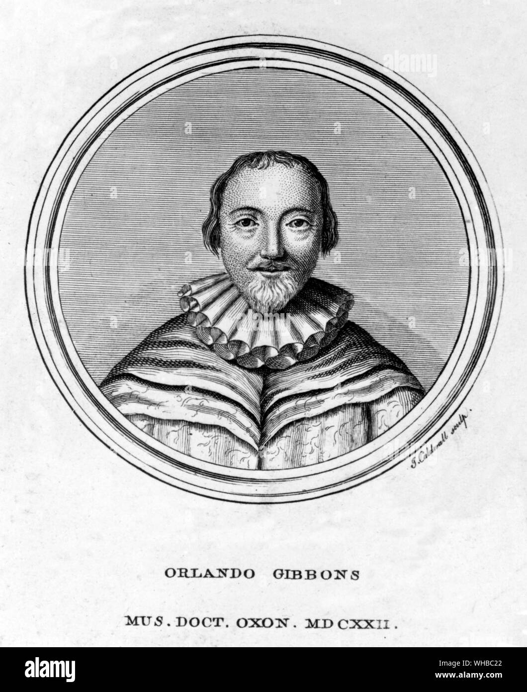 Orlando Gibbons (1583-1625) - Mus. Doct. Oxon. MDCXXII - Orlando Gibbons (baptised December 25, 1583 - June 5, 1625) was an English composer and organist of the late Tudor and early Jacobean periods. He was a leading composer in the England of his day.. Stock Photo