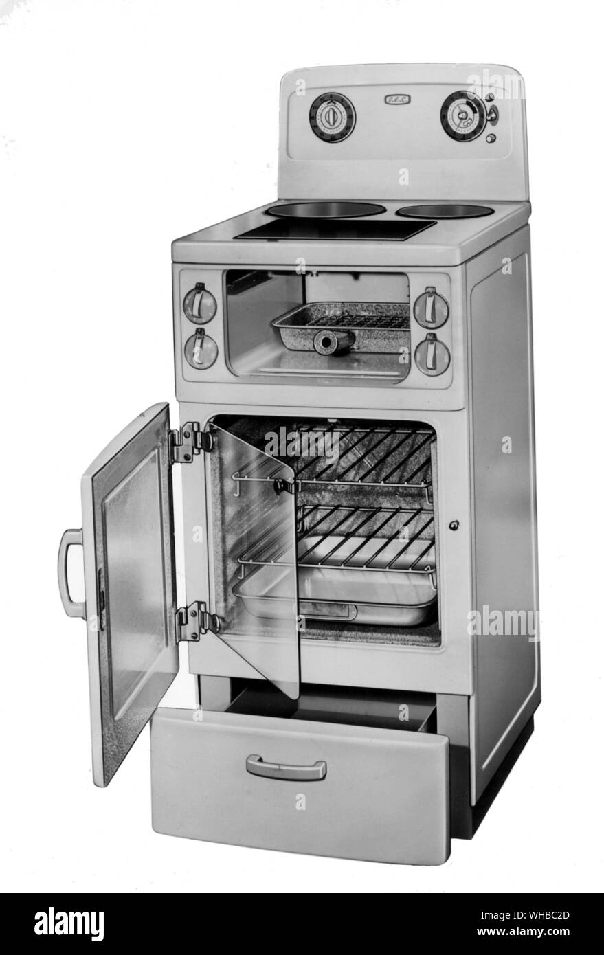 Electric cooker with glass oven door. Stock Photo