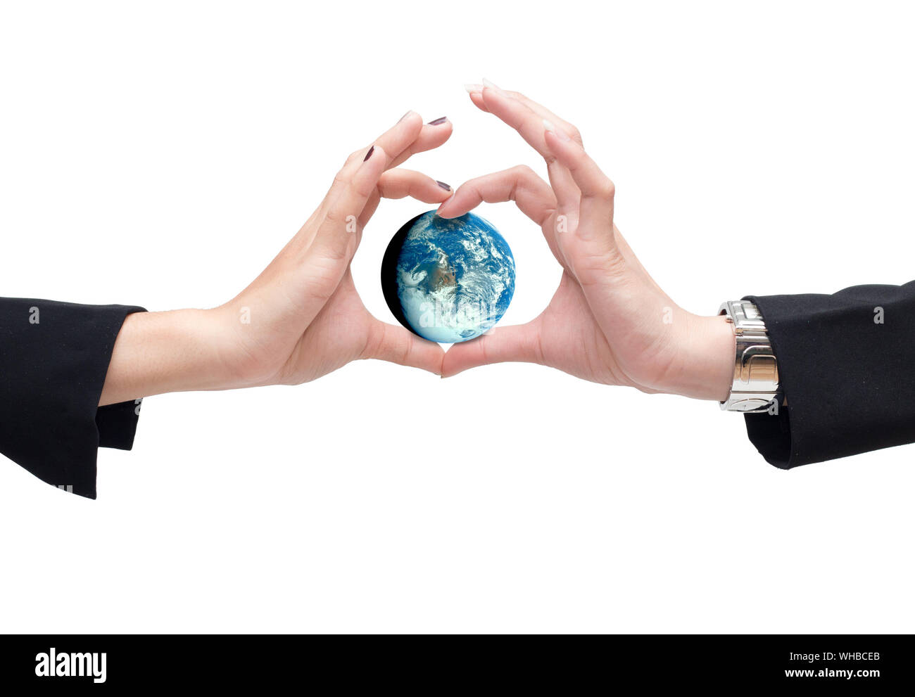 Two people holding up globe hi-res stock photography and images - Alamy