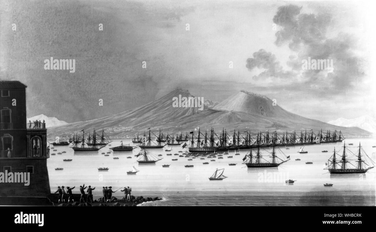 Nelson's fleet in the bay of Naples prior to the Battle of the Nile 1798. Stock Photo