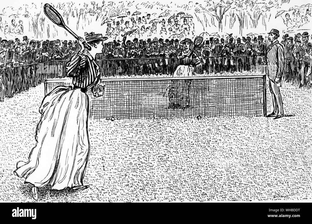 Caution to Lady Championesses (Match between Miss Harriet de Vere Talboys and the Hon. Emily Vavasour). Chorus of Bookmakers. Go it, 'Arriet! Three to one on Hemily! &c., &c., &c. (sic). Stock Photo