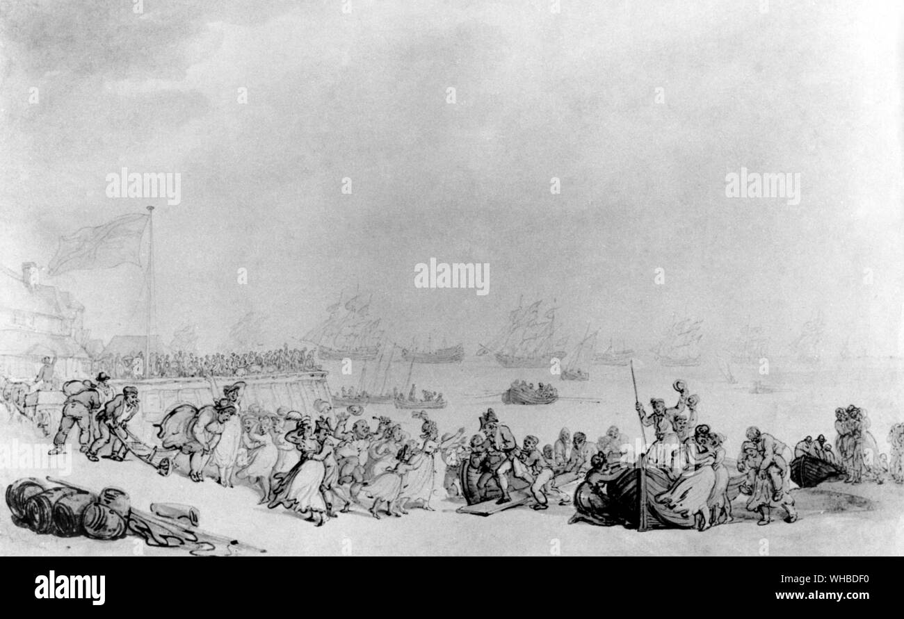 Nelson given hero's welcome on arriving with Hamiltons at Yarmouth 6th November 1800 Stock Photo