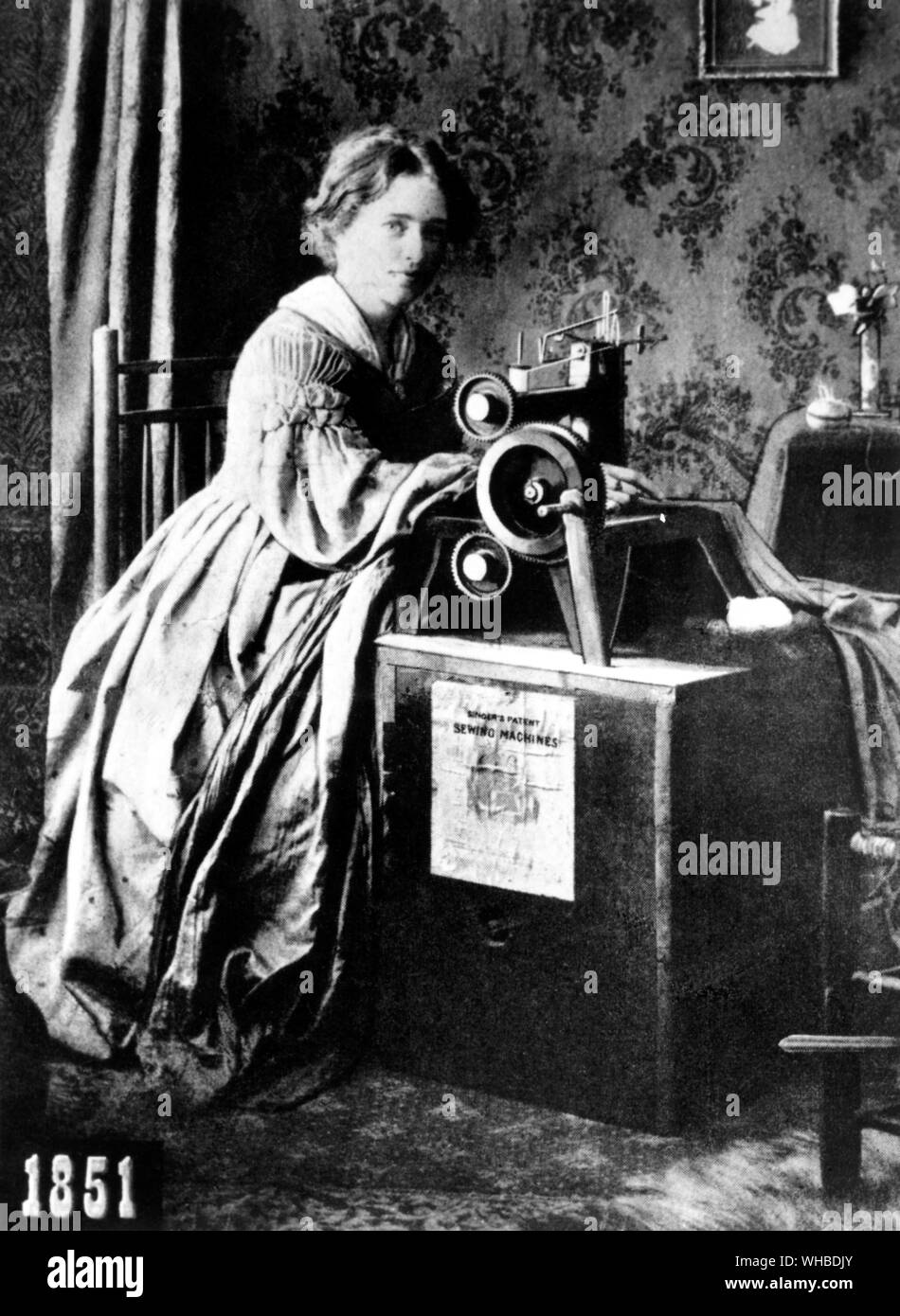 Mechanization invades the home Singer sewing-machine 1851.. Stock Photo