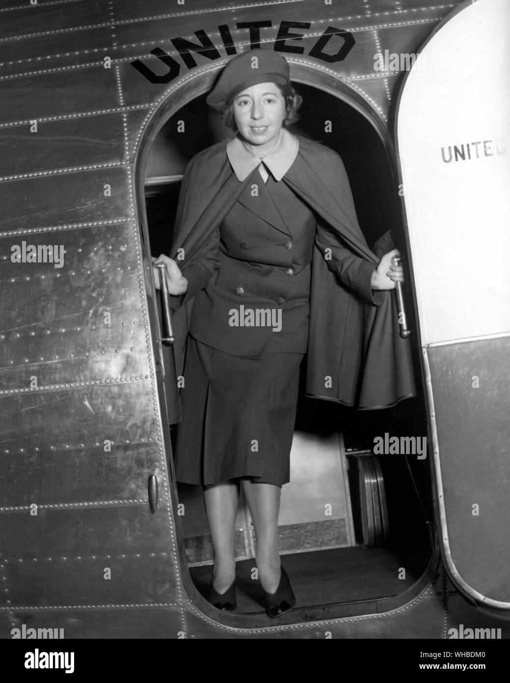 Ellen Church - the first hostess (started 15th May 1936) on United Airlines - tri-motor Boeing 80A. Stock Photo