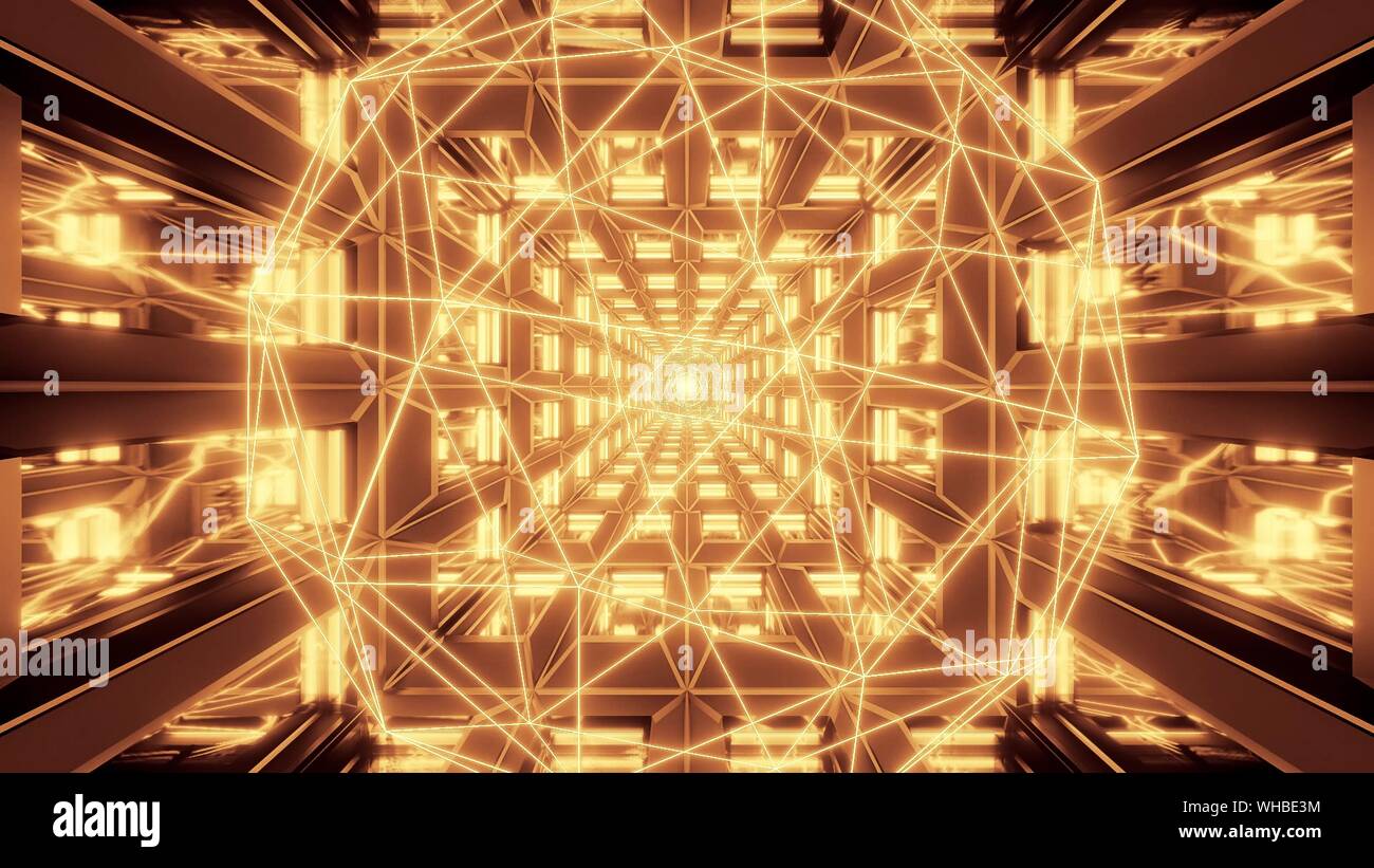 Glowing Wireframe Ico Design With Glass Background Wallpaper 3d Illustration Stock Photo Alamy