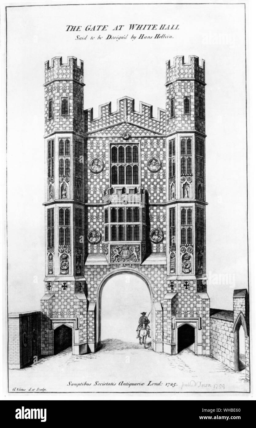 The Gate at Whitehall said to be designed by Hans Holbein 1725 Stock Photo