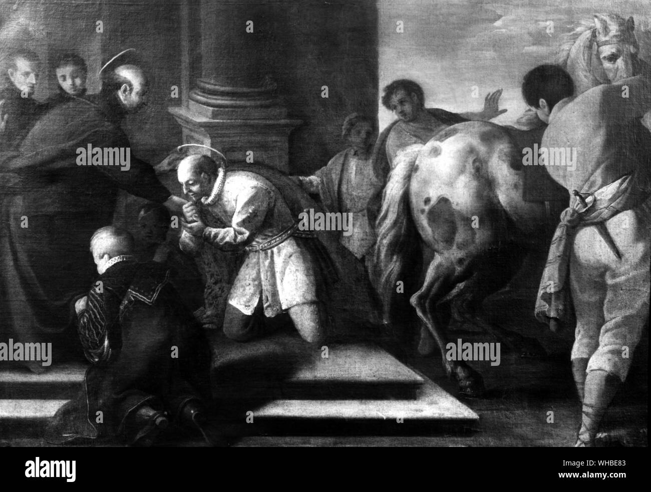 Ignatius Loyola receiving Francis Borgia in Rome . Artisit unknown Stock Photo