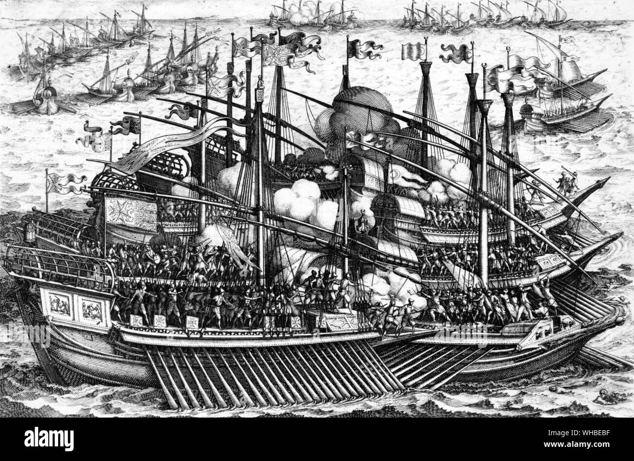 Galleon in action (first half of 17th century) 1615-19. Stock Photo