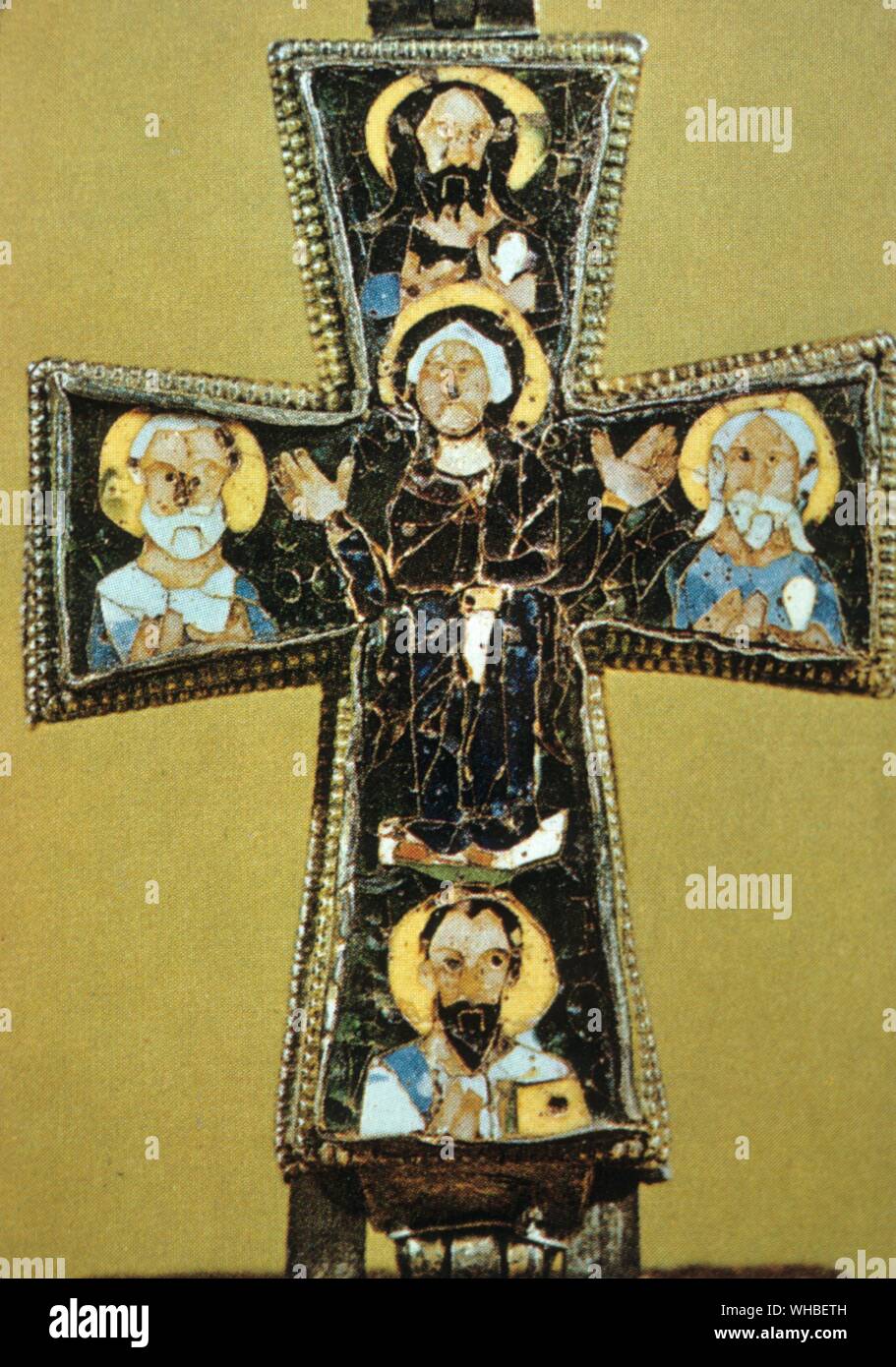 The Beresford Hope Cross : a hollow reliquary cross of Byzantine Art . The relic it contained was probably fragments of the true cross . Victoria and Albert Museum , London . Stock Photo