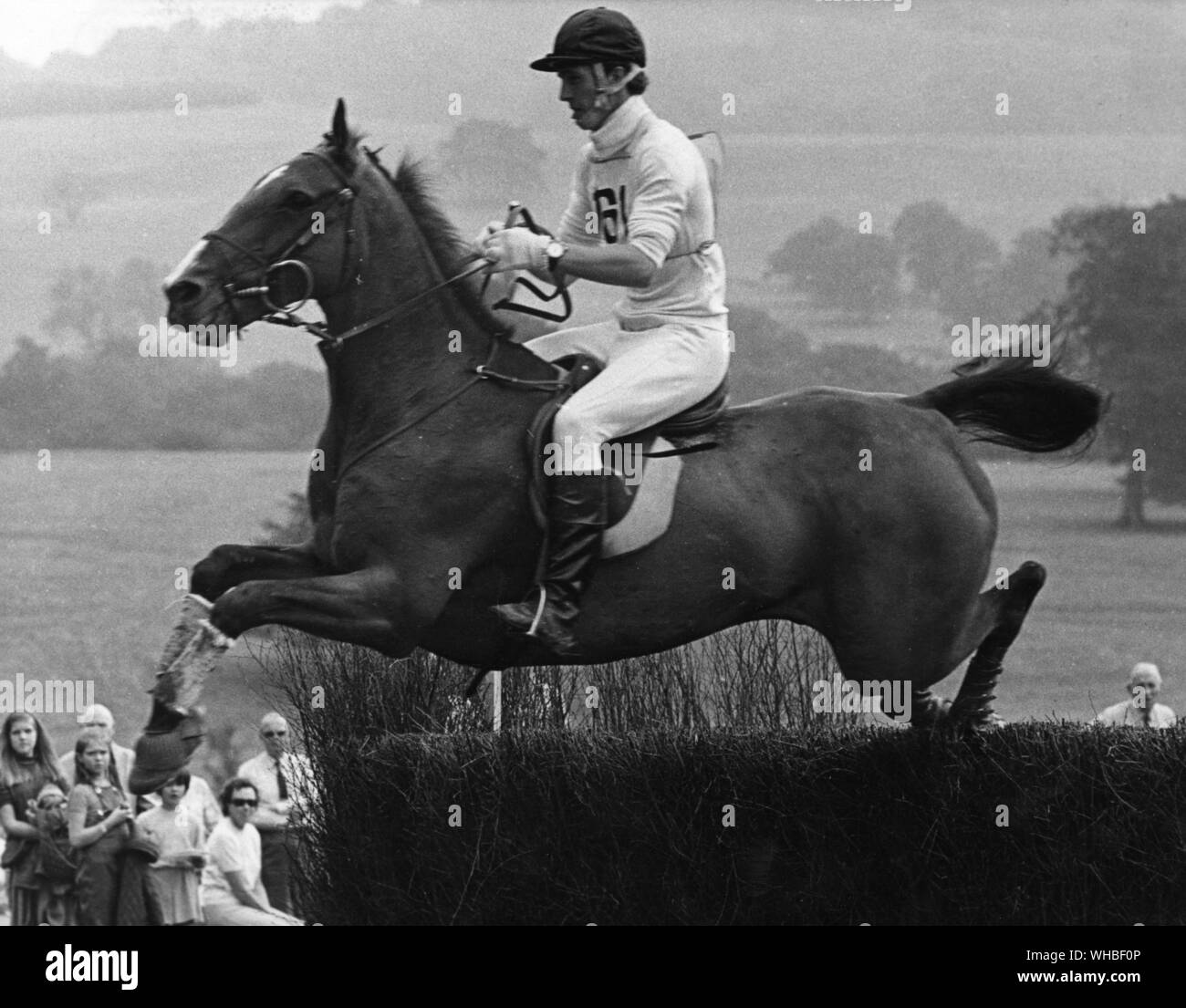 Captain Mark Phillips riding the horse Rock On at Eridge 1971 Stock Photo