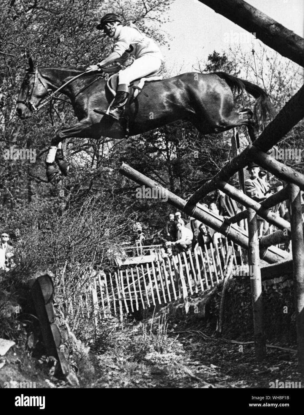 Captain Mark Phillips riding the horse Rock On Badminton 1968 Stock Photo
