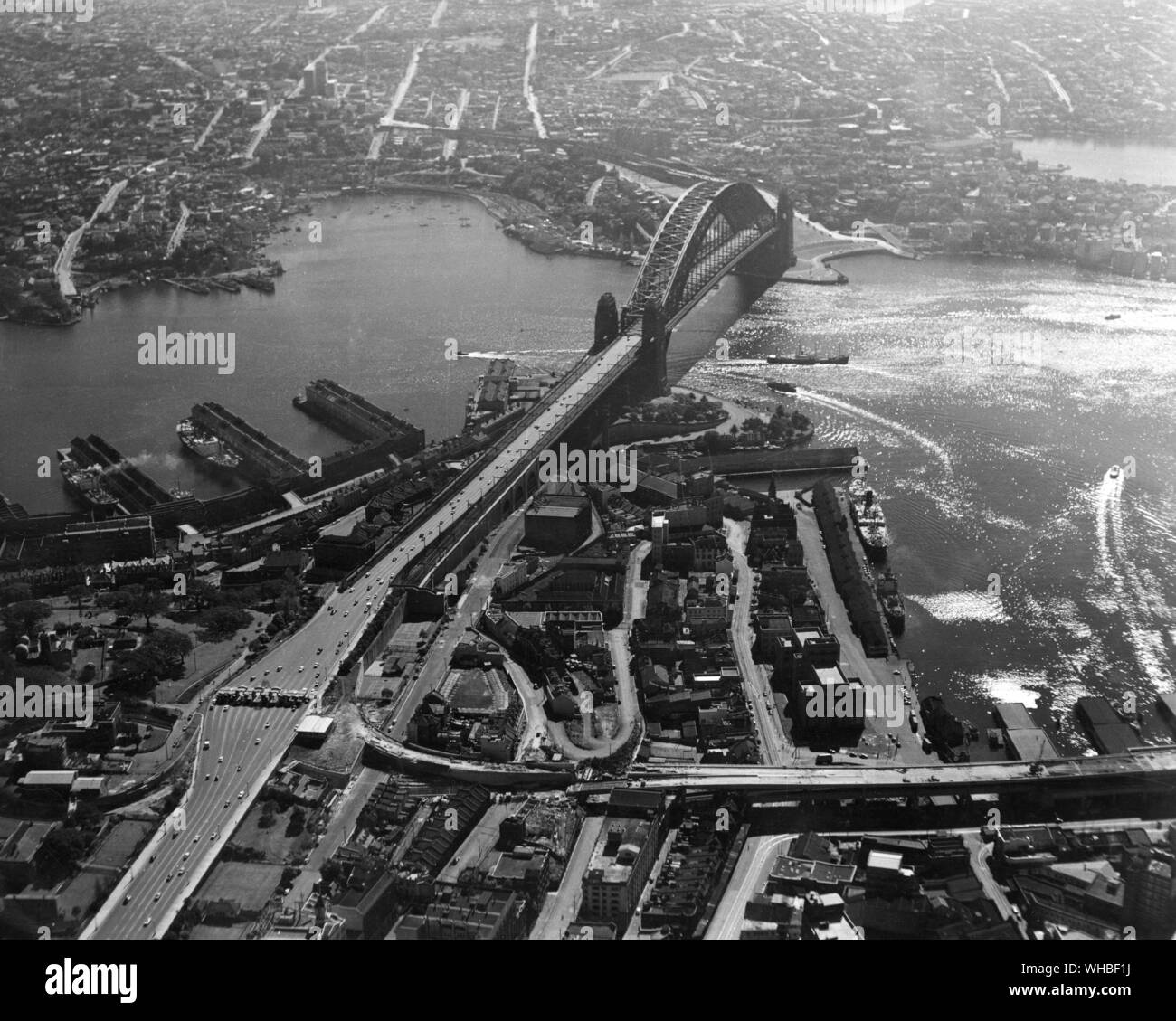 Traffic going over Sydney Harbour Bridge Australia Stock Photo