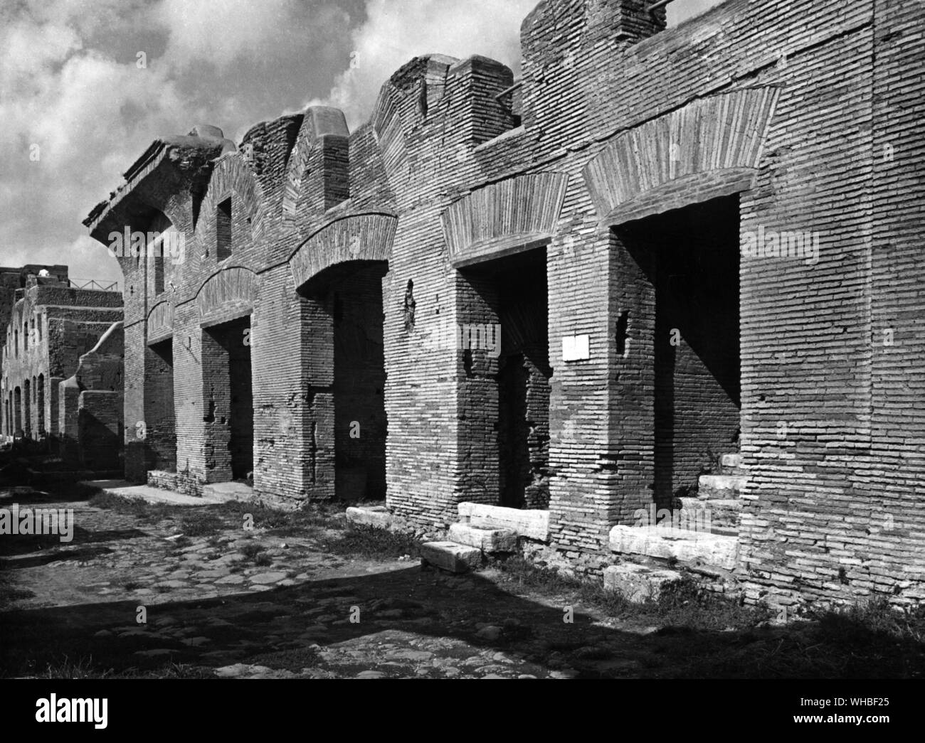 Back of houses in the via di Diana, Ostia.. Stock Photo