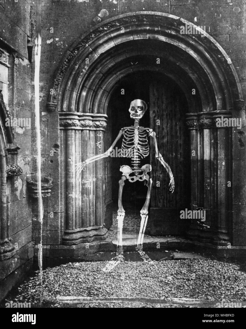 Famous Ghosts : Skeleton ghost , Harry Price Library , University of London , England Stock Photo