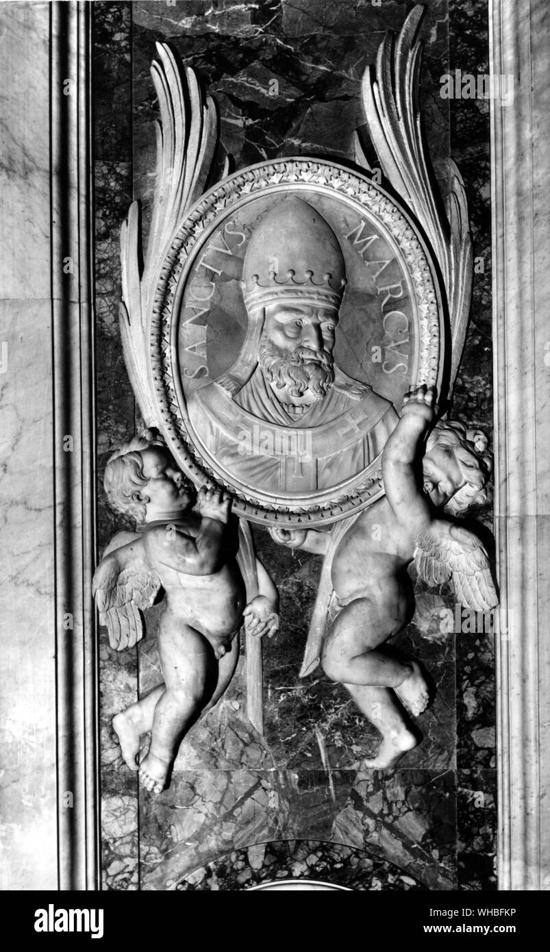 Relief of Marcus on nave in St Peters Rome Stock Photo