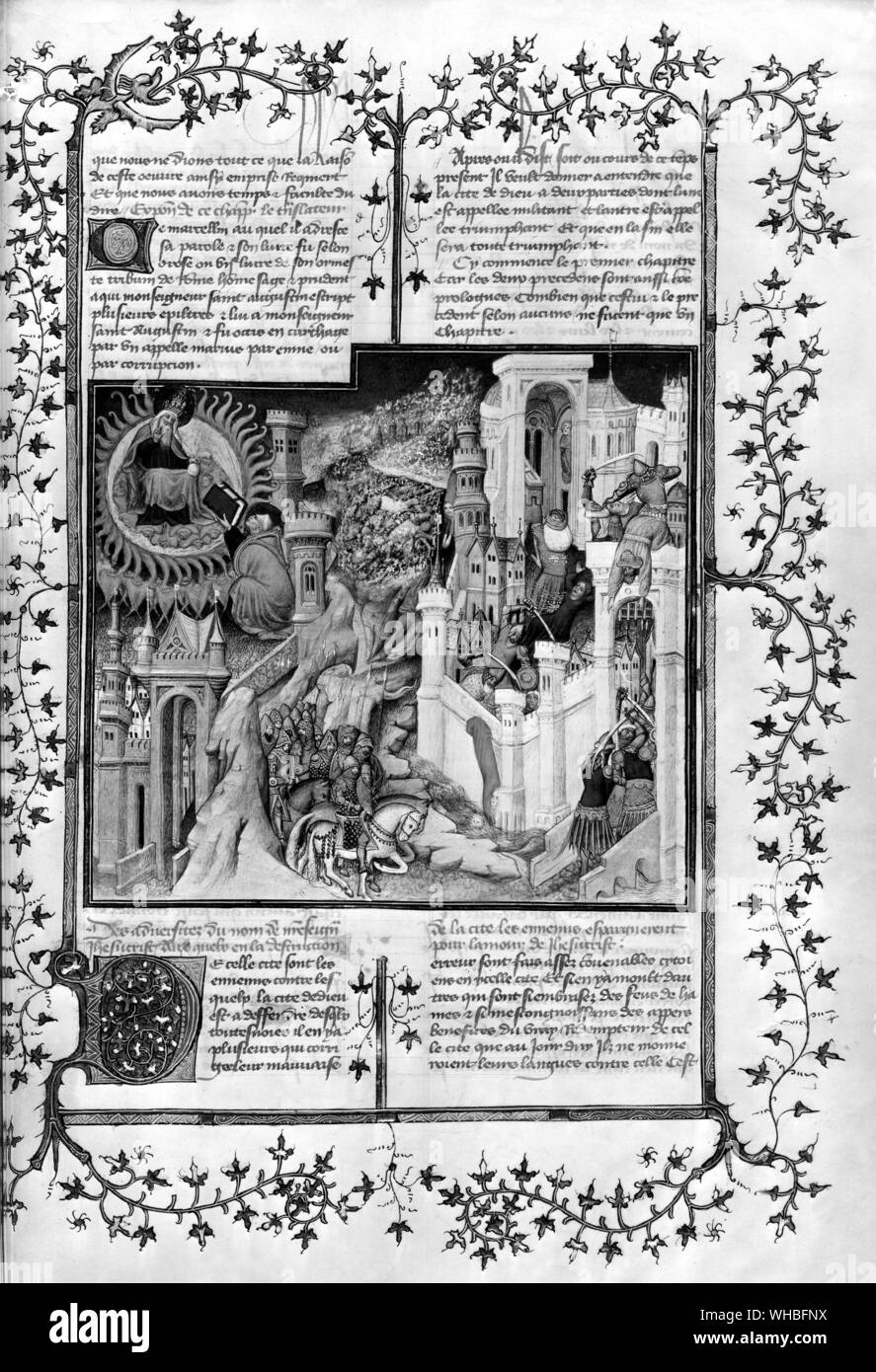 Ciutas Dei of St Augustine 1410 showing capture of Rome by the Goths Stock Photo