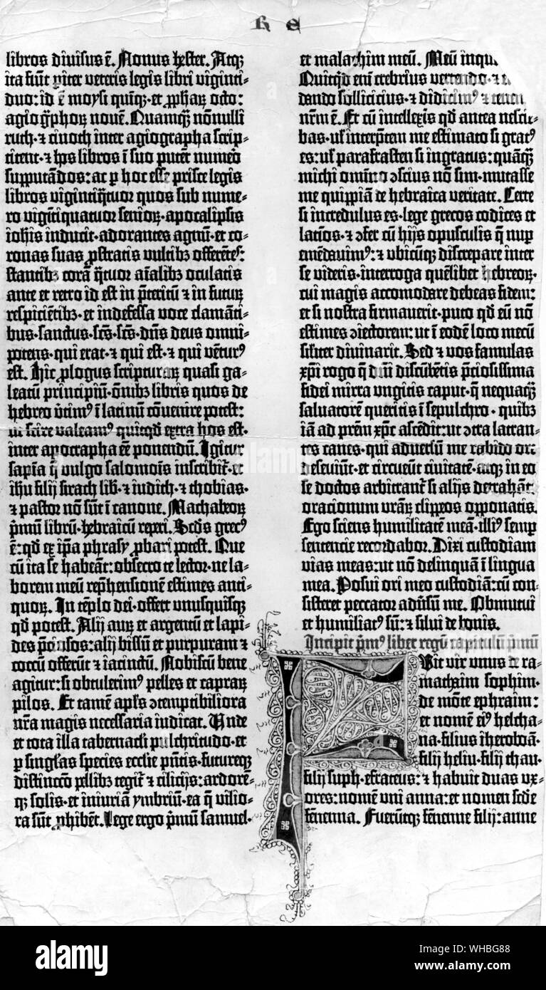 Page from the Gutenberg Bible from around 1455 Stock Photo Alamy