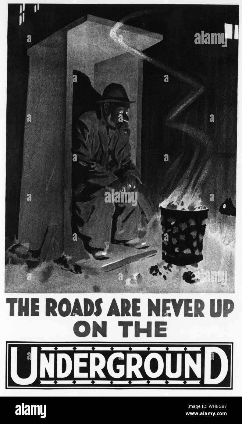 Alfred Leete poster : The Roads are never up on the Underground. 1928 Stock Photo