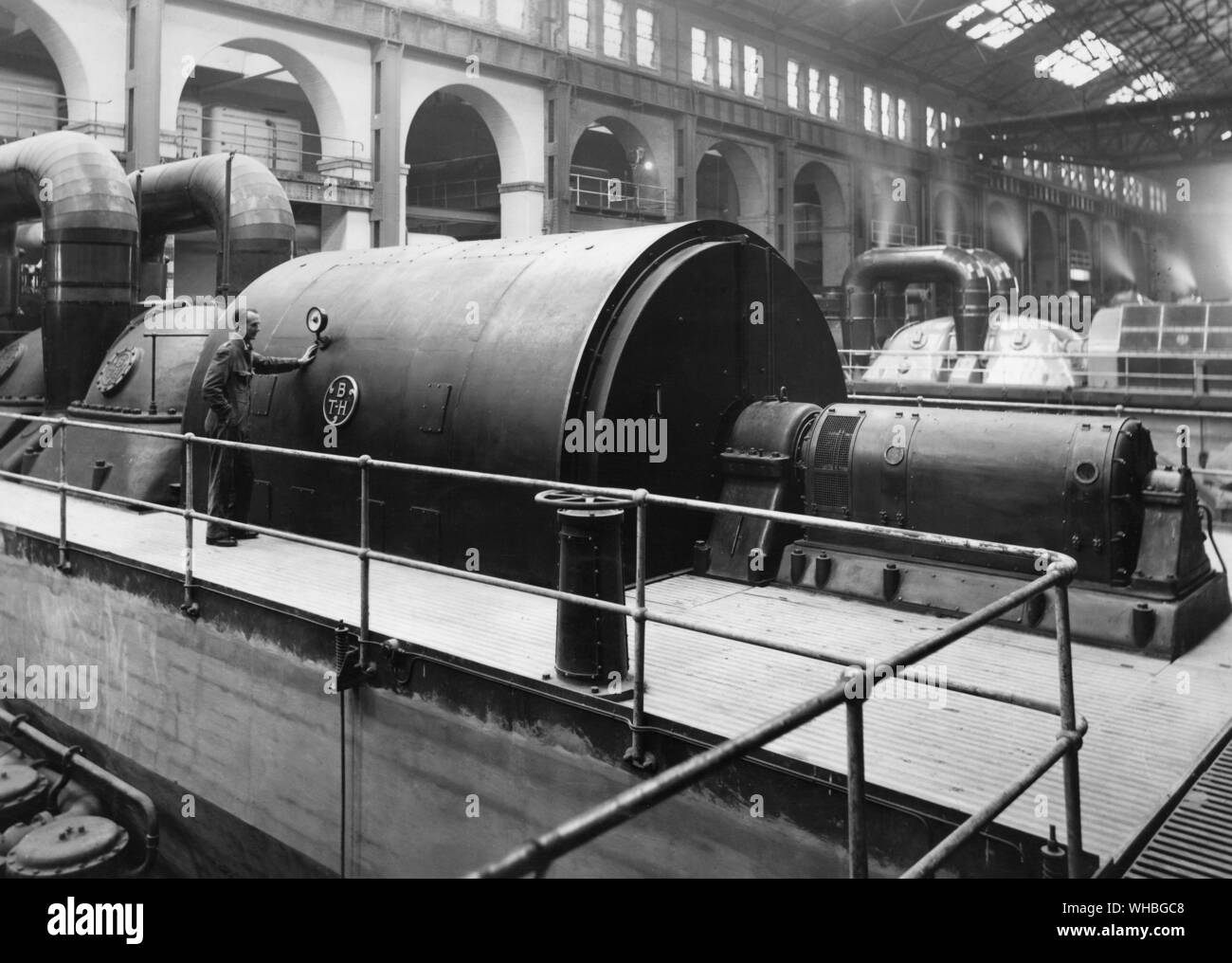 Three phase alternator driven by steam turbine Stock Photo