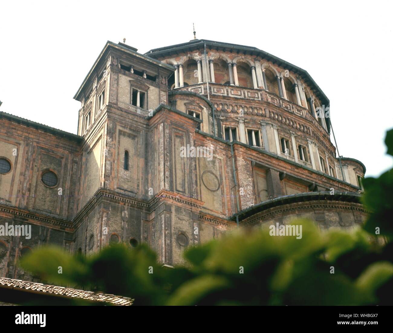 S M delle Grazie - Milan - Italy - Santa Maria delle Grazie is a famous church and convent in Milan, included in the UNESCO World Heritage sites list. The church is also famous for the mural of the Last Supper by Leonardo da Vinci, which is in the refectory of the convent.. Stock Photo