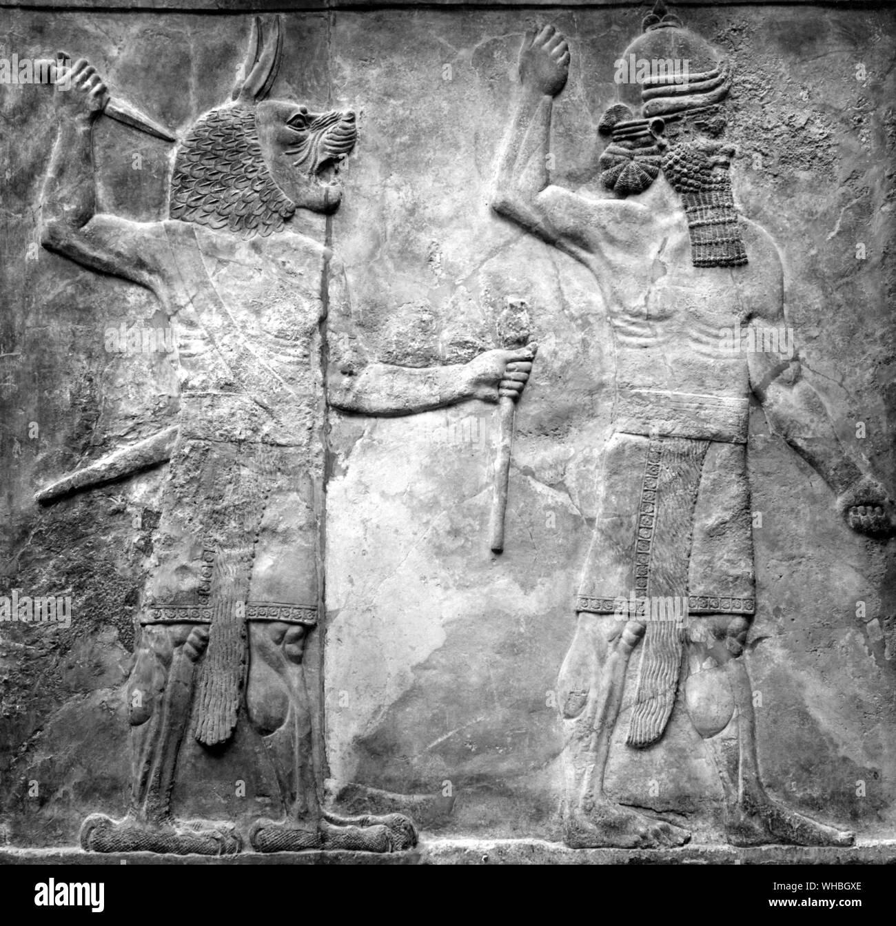 Guardians of doorway from the Palace of Sennacherib at Ninevch Stock Photo