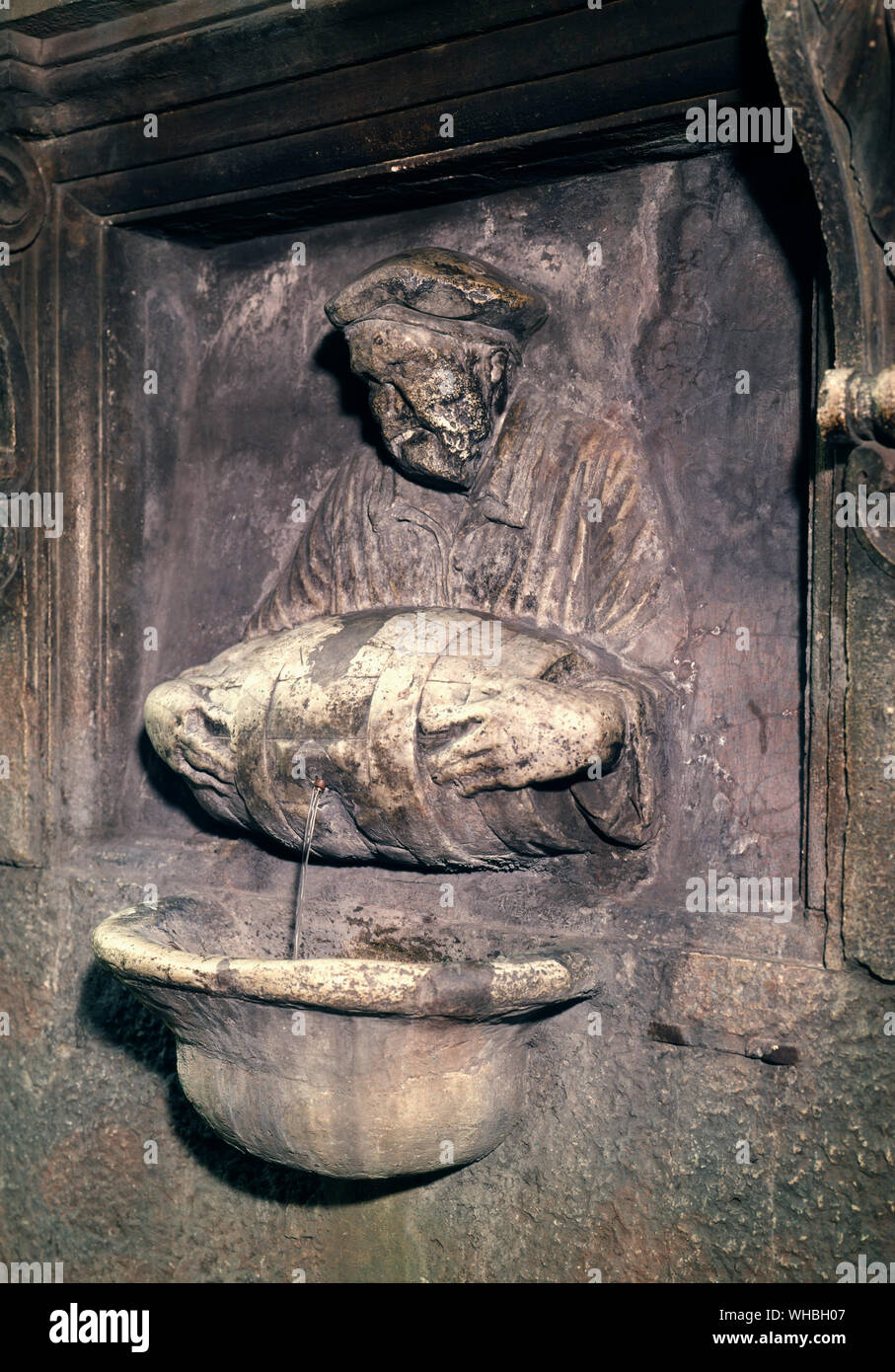 Il Facchino Fountain in the Via Lata , Rome , Italy . Stock Photo