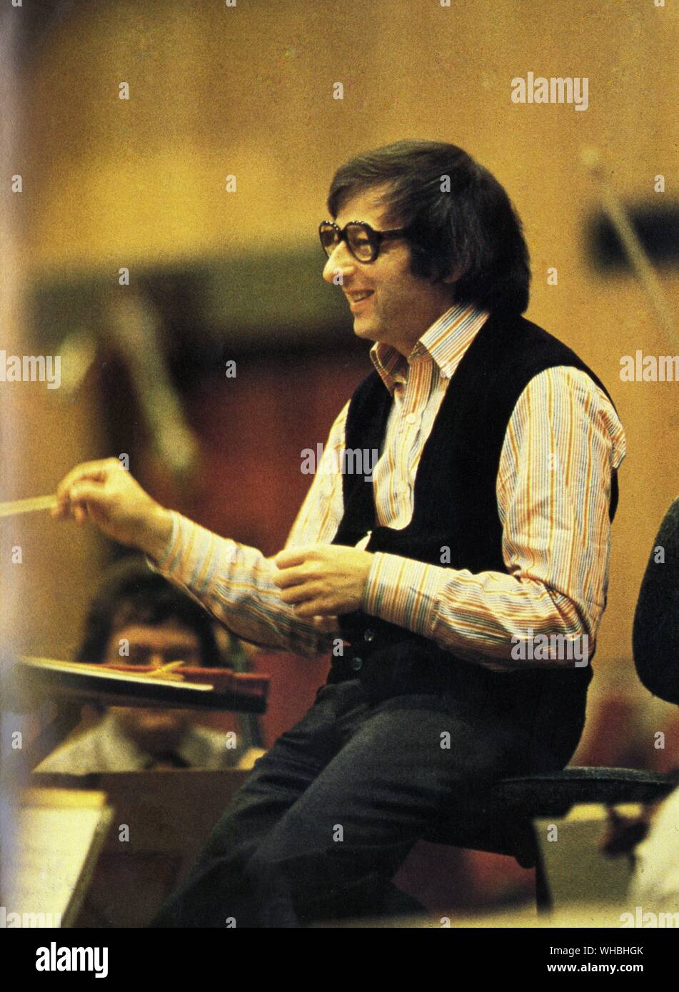 André Previn (Andreas Ludwig Priwin) KBE (b. April 6, 1929, Berlin) is a German-born American Academy Award and Grammy Award winning pianist, conductor, and composer. He first came to prominence by arranging and composing Hollywood film scores in 1948.. Stock Photo