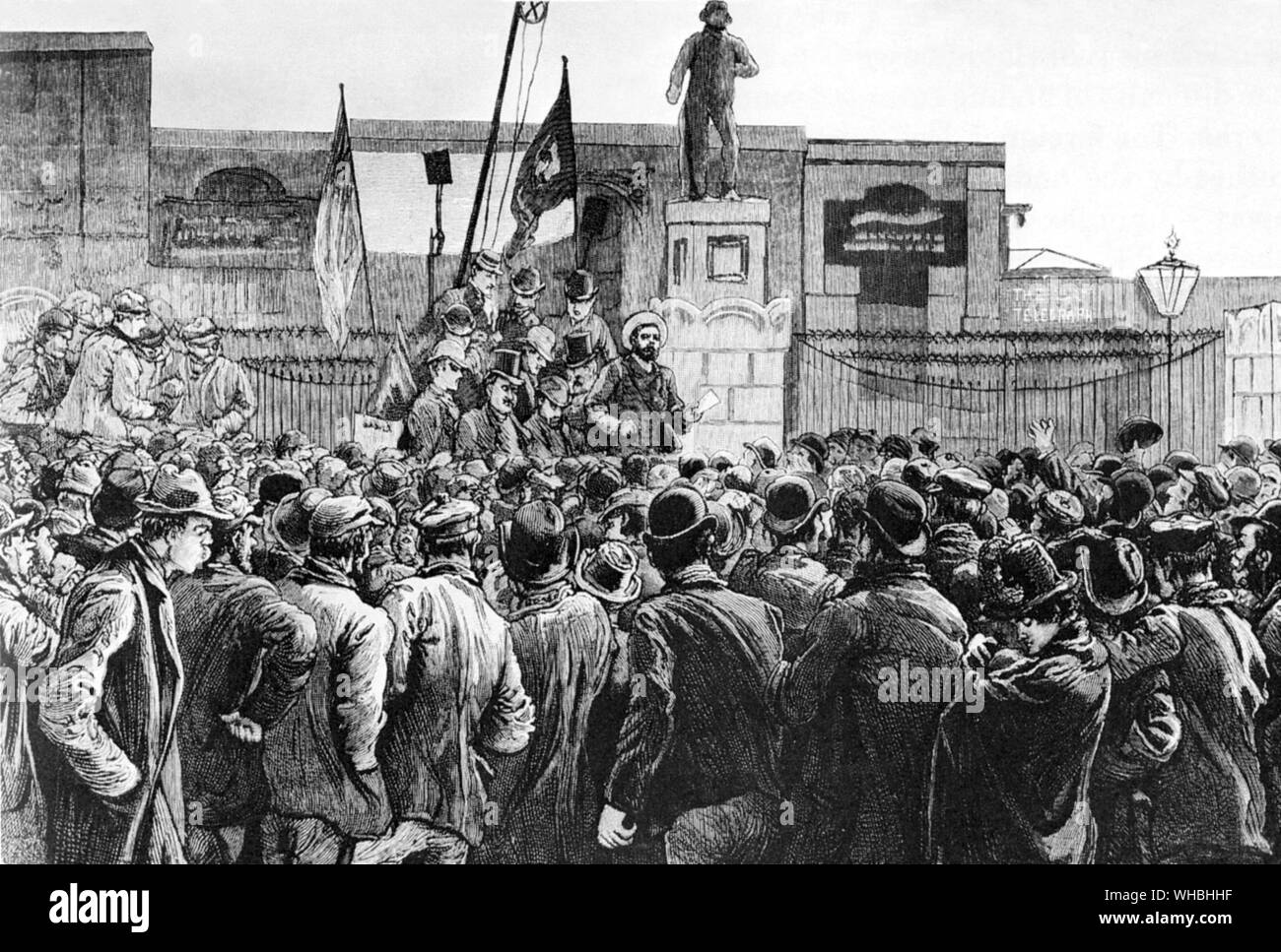 John Burns urges the stricking dockers in the Great Dock Strike - for 6d. a day Stock Photo