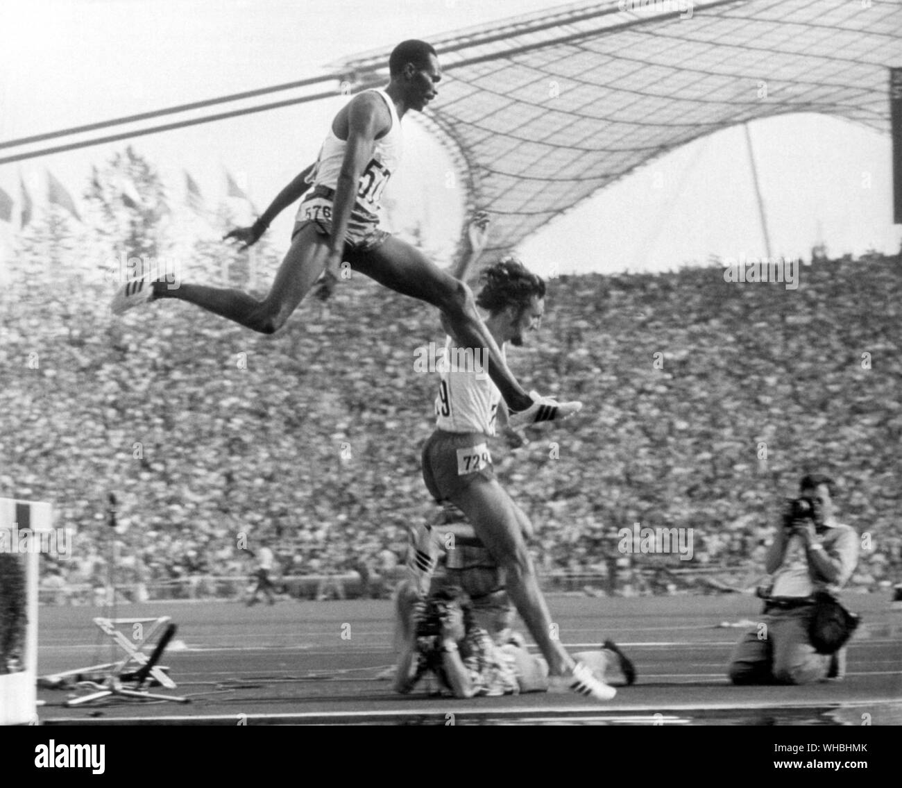 September 1972: Munich Olympics. Kenyan steeplechase runner, Kip Keino in the 3000m final. Stock Photo