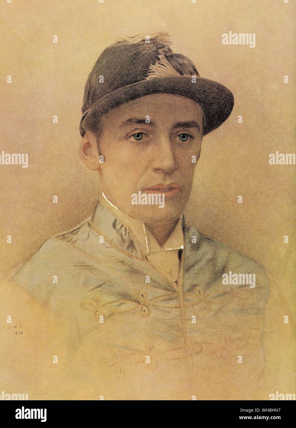 Frederick James Archer - The Tinman (1857 - 1886 ). He was the supreme flat race jockey of the 19th century , being champion jockey for 13 consecutive years from 1874 to 1886 . . This pastel portrait was done in 1883 Stock Photo